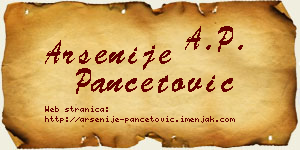 Arsenije Pančetović vizit kartica